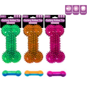 Flashing Squeaky Rubber Spiky Bone