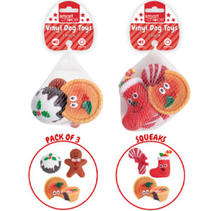 Christmas Squeaky Vinyl Festive Dog Toys 3 Pack